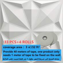 NKEN Panouri de perete 3D Art în design de diamant. 29,4 x 29,4 cm, alb mat/negru. Material, inodor, ușor, ușor de instalat, rezistent la foc, impermeabil și la umezeală, potrivit pentru decorarea pereților în case, camere, băi, dormitoare și camere de zi.