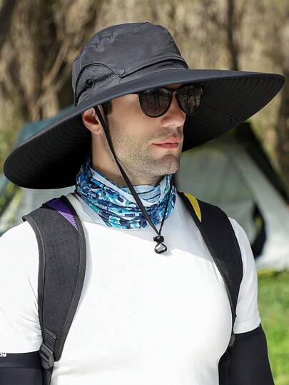 1 Sombrero de sol de ala ancha para hombre con parte superior desmontable y parasol, adecuado para actividades al aire libre como escalada, pesca en la playa. Sombrero de verano apropiado para actividades de verano al aire libre como senderismo y pesca