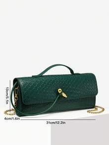 SIA Women's Retro Simplistic Woven Pattern Angora Red Vintage Flap Lock Large Capacity Clutch Handbag Shoulder Bag, Suitable For Evenings, Parties, And Daily Wear - 綠色 - 查看 6