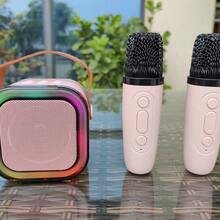 带无线麦克风的便携式无线卡拉 OK 扬声器系统，带 RGB 彩色 LED 灯的 HIFI 立体声 KTV 扬声器，是户外卡拉 OK、运动、旅行、家庭聚会、生日的最佳礼物