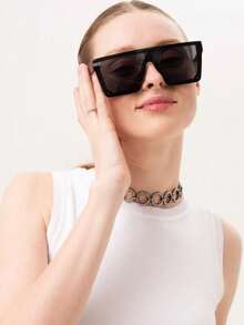 1 件女士大框时尚眼镜高端外观瘦脸眼镜女士沙滩配饰眼镜太阳镜 Y2KFest MusicFest - 彩色 - 查看 4