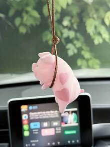 Ciondolo decorativo a forma di maialino carino, accessorio per auto, charmante pendente rosa a forma di maiale con decorazione a cuore, perfetto per decorare gli interni dell auto, aggiungendo una tocco di divertimento e allegria al tuo veicolo