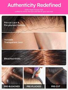 CurlyMe Wear And Go Glueless Wigs Kinky Straight Bob Hair 180% 8-14 Inch Pre-Cut & Pre-Plucked 6x4 Transparent Lace Closure Wigs Pre-Bleached Tiny Knots Stylish Wigs Natural Color Hairline Daily Use For Beginners - SNatural - View 8