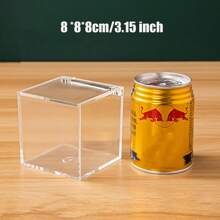 Cajas de plástico transparente, cajas de almacenamiento de joyas, cajas de almacenamiento decorativas de cubo cuadrado para exhibir caramelos, pastillas, joyas pequeñas, juguetes, regalos y obras de arte