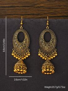 Retro Traditional Middle Eastern Style Earrings, Ancient Silver Alloy Pendant Jewelry Suitable For Women's Daily Wear