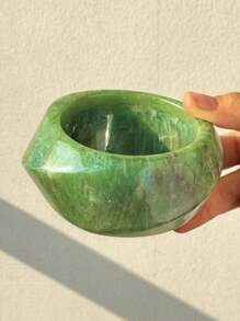 1 pieza Brazalete de resina verde asimétrico, joyería de verano de moda y versátil, adecuado para uso casual de vacaciones