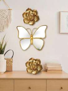 Zestaw dekoracyjnych luster ściennych w stylu vintage z motylami, szklane ozdoby wiszące do akcentów ściennych w salonie - eleganckie dekoracyjne motyle, nie wymagają prądu, idealne na okazje ogólne