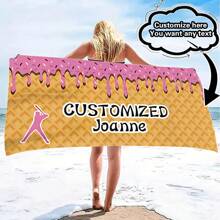 1pc Customizable Oversized Waffle Printed Beach Towel - Soft Polyester, Super Absorbent, Durable, Ideal For Beach, Pool, Camping & Travel, Modern Waffle & Baseball Design, Beach Accessory | Customizable Towel | Absorbent Fabric, Beach Blanket Bathroom Decor Summer Beach Essentials