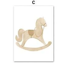 1pc Boho Bear Elephant Butterfly Rocking Horse Rainbow Wall Art Canvas Painting Posters And Prints Pictures For Room Decor Optional Frame,Wall Art With Frame - Multicolor - View 15