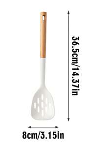 1pc/8pcs Wooden Handle Silicone Utensil Set, Non-Stick Cookware, Silicone Spatula, Wooden Spatulas, Soup Ladle, Rice Paddle, Kitchen Gadgets, Heat-Resistant &