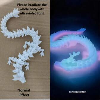 2 Packs Luminous Chinese Dragon Figurines, 3D Printed Glowing Crystal Dragon Sculptures, No-Electricity Decorative Art For Various Room Types, Indoor Plastic Dragon Statues