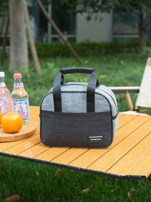 1pc Upgraded Cationic Insulated Bag, Oxford Cloth Material Waterproof Wear-Resistant Thick Aluminum Foil Insulation Bag, Outdoor Picnic Bag, Office Worker/Student Convenient Handheld Lunch Box, Unisex Design - Black - View 3