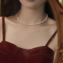1 pièce Collier réglable en perle d'eau douce de culture fait main 1:1, élégant et gracieux pour femmes