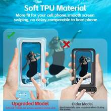 1pc Waterproof Phone Case, Touchscreen Dry Bag For Swimming, Beach, Boating, Transparent Thick Plastic Cover With Neck Strap