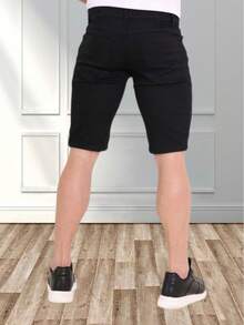 Men's Bermuda Jeans, Medium Wash, Premium Comfort - 黑色 - 查看 2
