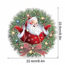 1 pièce Pendentif de peinture de diamant en acrylique du Père Noël - Art cristallin à forme spéciale en 5D DIY, kit de décoration murale et de porte de Noël