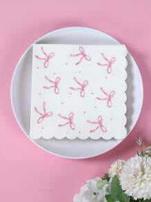 16 pezzi Tovaglioli rosa con fiocco, decorazioni per feste di compleanno, doccia, stoviglie con fiocco carino, forniture per feste di matrimonio, decorazioni per feste del tè, tovaglioli rosa con bordo a conchiglia, decorazioni per compleanni rosa, perfetti per matrimoni rustici, addii al nubilato, feste di compleanno e celebrazioni del tè, decorazioni a tema principessa, decorazioni con fiocco rosa, decorazioni per la cucina