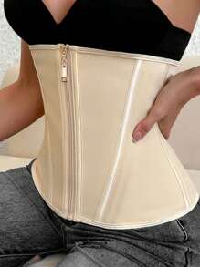 Gaine de taille Contrôle du ventre, nouvelle arrivée, shape du corps en latex à 13 baleines avec fermeture éclair extérieure et boutonné intérieur, fermetures éclair dorées