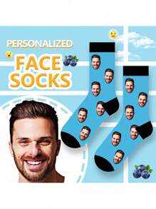 1 par de calcetines personalizados donde puedes colocar cualquier foto, calcetines personalizados con foto para hombres y mujeres, calcetines de pareja con imagen personalizada interesante, apropiados para el Día de San Valentín, Día del Padre, Día de la Madre, regalos de cumpleaños y otras ocasiones, calcetines divertidos, alegres, locos, de anime, multicolor