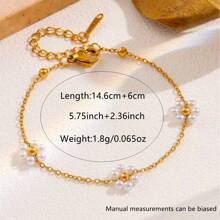 1 Set Elegant Floral Stainless Steel Necklace And Bracelet Jewelry Set, Suitable For Women In Daily Commute Or Hanging Out With Friends, Can Also Be Gifted