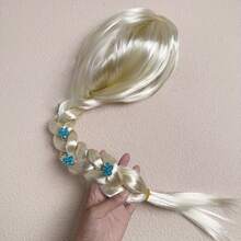 1pc Princess Long Braid Wig Hair Clip Costume Party Dress Up Princess Wig, Cartoon Character Wig For Halloween, Thanksgiving, Christmas Birthday Gift - White - View 7