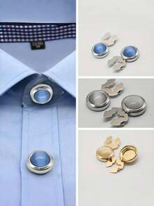 2件装简约男女衬衫袖扣，时尚配饰，替换珠宝纽扣盖扣