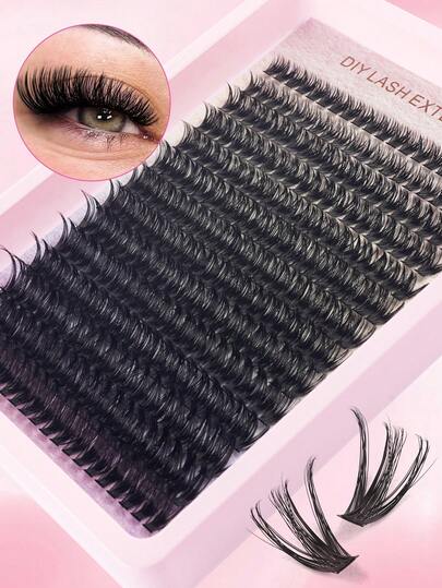 280 piezas de rizos C/D, pestañas postizas de visón sintético esponjoso y suave de 60D 0,07 mm, grupos de pestañas premontadas de longitud mixta, kit de extensión de pestañas falsas en racimos 3D rusos gruesos, pestañas individuales densas, naturales y esponjosas, efecto de maquillaje ahumado y voluminoso, adecuado para uso diario, fiesta, escenario y viajes, esencial para maquillaje de ojos de Acción de Gracias y Halloween, regalo exquisito, fácil para principiantes