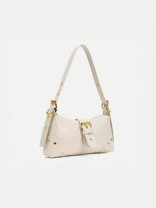 Vintage Retro European-Style Shoulder Bag, With Zipper, Made From Hippie-Style Design Leather For A Unique Look, Can Be Used As Handbag Or Underarm Bag, Business Casual Bag For Women, Pefect For Office, Business And Work - Beige - View 1