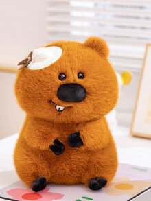 1PC 坐姿仿真海狸公仔可爱熊毛绒玩具丑萌装饰布娃娃儿童生日礼物海狸海洋动物填充毛绒玩具