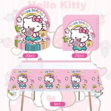 Sanrio 90pcs Sanrio Hello Kitty Party Supplies,Included Birthday Banner,Hanging Vortex,Plates,Napkins,Tablecloth For Hello Kitty Birthday Party Decorations,For Hello Kitty Party Decorations,Hello Kitty Birthday Party Decorations,Hello Kitty Party Decorations