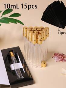 0,34 oz, Confezione da 15 pezzi, Flaconi spray in vetro trasparente con ugello in alluminio, Fornito con una bella confezione regalo, Bottiglie vuote riempibili.