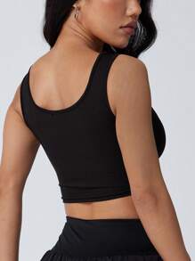 1pc Women's Fitted Ribbed Spaghetti Strap Camisole Sleeveless Casual Vest Tank Top, Summer