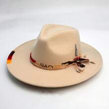 1pc Bohemian Cowboy Hat, Jazz Panama Hat, Tweed Unisex Hat, Derby Hat, Classic Felt Hat, Western Cowboy Hat - A Must-Have Item For Dances, Parties, Dates, Going Out, Outdoor Camping