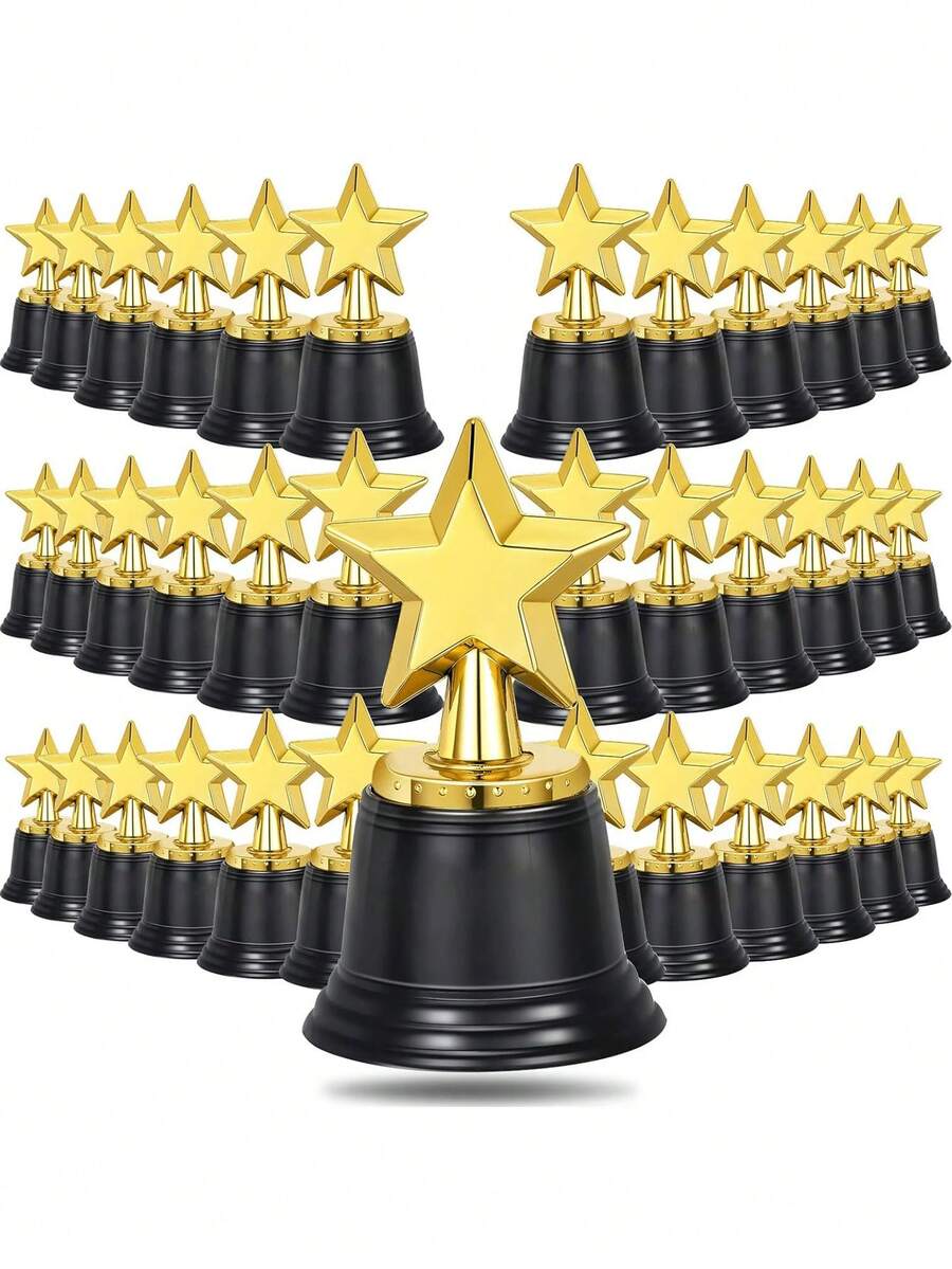 4/2/1個迷你金色星星獎盃，塑膠五角星獎盃派對獎品，派對榮譽金獎盃道具，畢業紀念品，攝影道具，運動獎品，遊戲紀念品，競賽獎品，運動賽事與競賽參與獎盃，活動道具禮品袋
