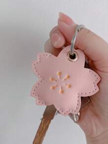 1/3Pcs Flower Keychain Holder - Cute Cartoon Card Case For Women, Mini PU Leather Key Organizer With Chain, Cute Accessory For Girls