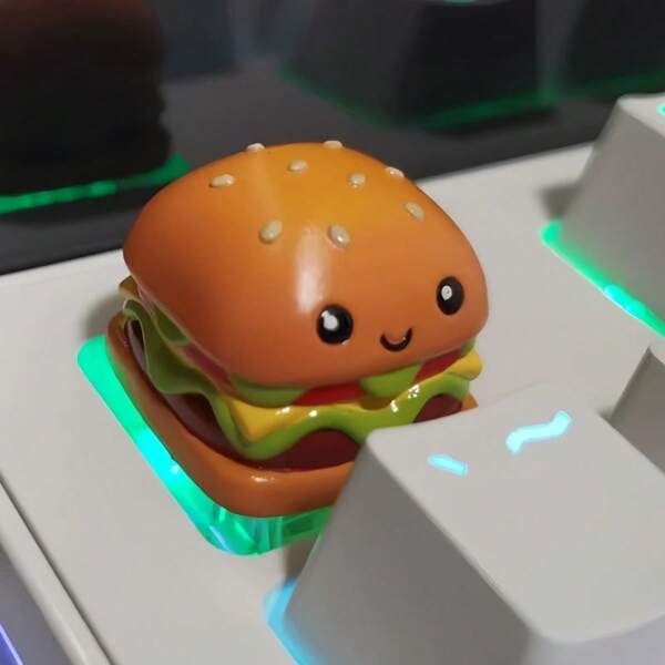 1 Piece Of Cute Hamburger Mechanical Keyboard Keycaps, French Fries, Personalized Keycaps, Popcorn, Creative Resin Keycaps, Cartoon Cute Keyboard, 1u Computer Keyboard Decoration Gift, Keycaps Designed In The Shape Of Simulated Fried Chicken