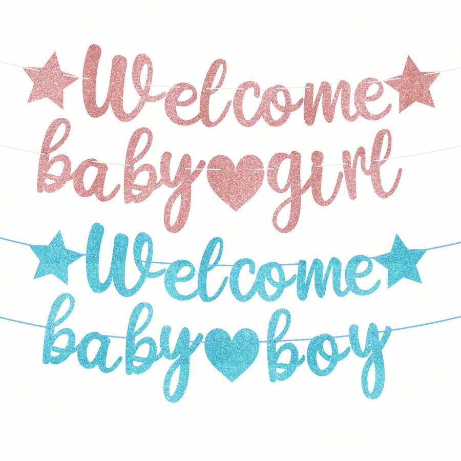 1pc Gender Reveal Party Banner, Baby Shower Gender Reveal Party Hanging Letter Flag - Multicolor - View 1