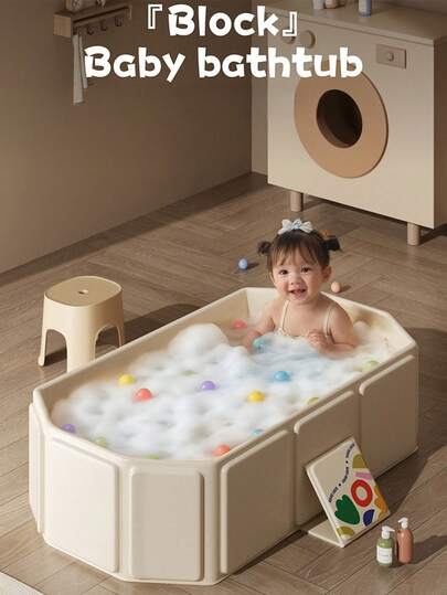 1 pieza Bañera plegable para bebé de uso en interiores, diseño integrado para sentarse o acostarse, gruesa y extra grande