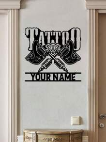 1 pezzo di Decorazione da parete in metallo personalizzata - Targa personalizzata con nome dello studio per la casa, per la decorazione della stanza degli uomini e dell'officina - Design versatile per appendere - Regalo perfetto per gli amanti dei tatuaggi, decorazione di San Valentino, decorazione di San Valentino
