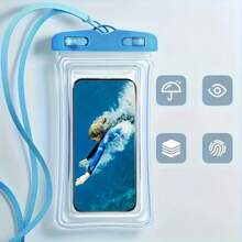 1pc Waterproof Phone Case, Touchscreen Dry Bag For Swimming, Beach, Boating, Transparent Thick Plastic Cover With Neck Strap