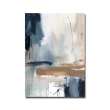 1pc Navy Blue Watercolor Brush Abstract Poster Nordic Minimalist Art Print Boho Canvas Painting For Living Room Wall Decor Optional Frame