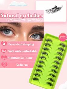 10 Pairs 3D Fluffy Half-Strip Eyelashes - Lightweight Cat Eye Effect, Made Of High-Quality Synthetic Fiber, Suitable For Bridal/Date Night/Clubbing Makeup (Vegan, Reusable 20+ Times) - Cat Eye Lashes - View 6