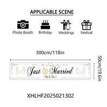 1pc Wedding Banner Just Married Banner Love Wedding Decoration Garland Wedding Gifts For Couple Wedding Anniversary Party Banner For Indoor Outdoor Garden - Multicolor - View 9