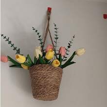 家居与园艺 藤编/草编吊篮、立式花盆、常春藤盆、壁挂花篮 - 彩色 - 查看 3