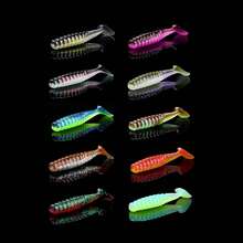 10 Pcs/Pack 2.36 Inch Micro Fishing Soft Lure, Outdoor Jigging Lures With Vibrating T-Tail, Scented Fish Bait - Multicolor - View 10