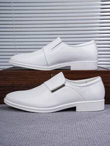 1双男士高级商务休闲鞋，牛津鞋，德比鞋，正装鞋，时尚一脚蹬，适合春夏穿着，PU皮鞋，派对鞋，百搭，舞蹈鞋，白色季节，正装鞋，请选购比平时小一码的尺码。