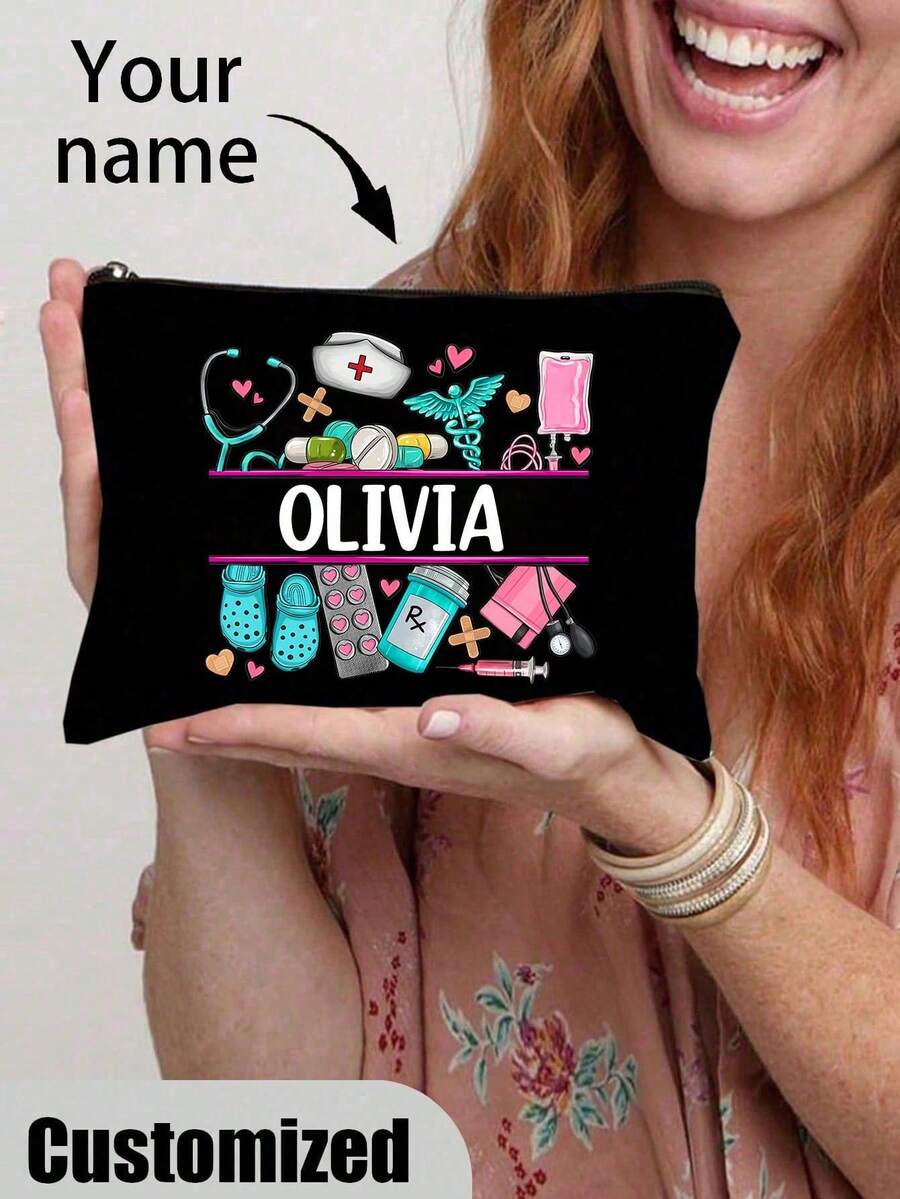 Borsa per il trasporto di articoli medici personalizzata, borsa da toilette, borsa portaoggetti per cosmetici, borsa multifunzionale - personalizza con il tuo nome, perfetta come ringraziamento per il servizio sanitario nazionale, regalo per neolaureati, personale ospedaliero e studenti di medicina, borsa portacosmetici per infermieri, regalo per infermiere professionista, borsa con cerniera per studenti di infermieristica, insegnanti, vibrazioni boho, multifunzionale, riutilizzabile, facile da pulire, antimuffa, traspirante, regali ideali per lui, regali ideali per amici, casa, sala da té, per anniversari, per lauree, per matrimoni