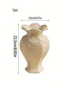 Cirelle 1个复古风格浮雕陶瓷花瓶，圆形玫瑰花图案，桌面花盆，客厅卧室办公室户外婚礼餐桌中心装饰花瓶，家居装饰，母亲节礼物 - 乳白色 - 查看 9