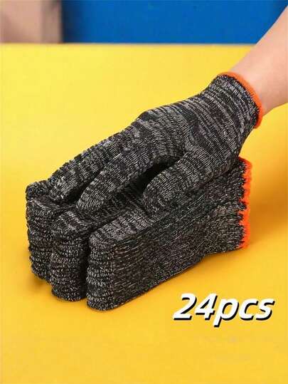 24 Pairs Comfortable Knitted Work Gloves, Suitable For Left And Right Hands, Wear-Resistant And Durable, Applicable For Woodworking, Gardening, Outdoor Camping, Climbing, Fishing, Anti-Slip Gloves, Ideal For Gardening And Light Automotive Repair