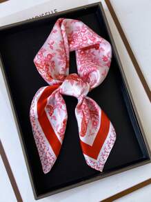 1 pièce Écharpe carrée en faux soie imprimée fine, élégante/vintage, pour femme. Bandana, écharpe de cou, châle, léger et fin, confortable. Idéal pour le port quotidien, les sorties au printemps, en été et en automne, ainsi que pour la fête des mères et la fête des femmes.